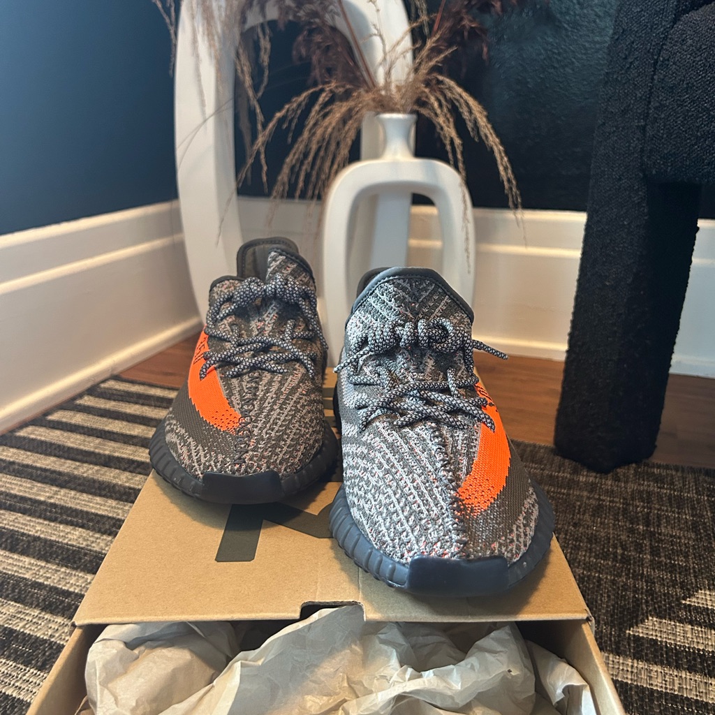 Unisex Yeezy Orange And Gray Sneakers By Adidas